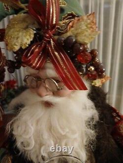 Mark Roberts Large Santa On Stand 23.75 Chianti/grapes/wine Glass Preowned Euc