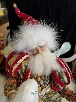 Mark Roberts Lrge Santa Fairy Riding Swan 7th Day Christmas Mirror Base 2003 16