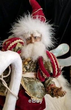 Mark Roberts Lrge Santa Fairy Riding Swan 7th Day Christmas Mirror Base 2003 16