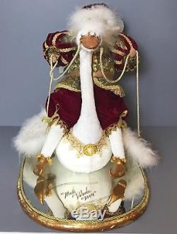 Mark Roberts Ornate Santa Sitting on a Swan Christmas Signed on Mirror Base 2004