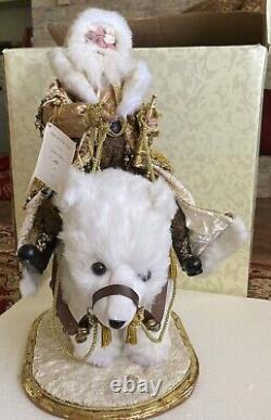 Mark Roberts Santa riding Polar Bear Plush Christmas Holiday 24 Tall Large RARE