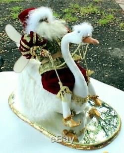 Mark Roberts Signed 12 Days Of Christmas 7 Swans Swimming Santa Riding Figurine