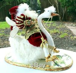 Mark Roberts Signed 12 Days Of Christmas 7 Swans Swimming Santa Riding Figurine