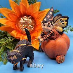 Mary Engelbreit PUMPKIN CHARIOT Figurine Halloween Witch Cat Bethany Lowe