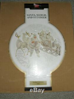 Member's Mark 2005 Porcelain Christmas Santa & Sleigh 4 Piece Set Mib