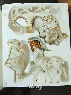 Member's Mark 2005 Porcelain Christmas Santa & Sleigh MIB