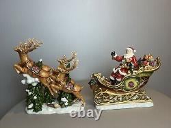 Members Mark Christmas Santa Sleigh with Reindeer Centerpiece Decor with Box