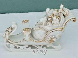 Members Mark Porcelain 4 Pc Set Santa Claus Sleigh Reindeer Christmas Decor