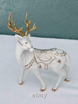 Members Mark Porcelain 4 Pc Set Santa Claus Sleigh Reindeer Christmas Decor