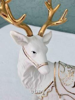 Members Mark Porcelain 4 Pc Set Santa Claus Sleigh Reindeer Christmas Decor