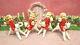 Mid Century Christmas Four Reindeer Candle Climbers W Gift Gold Bells Hf Japan