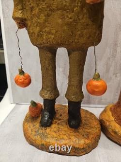 Monnie Wilson Folk Art Primitive Paper mache Large Pilgrims 18 Set of 2