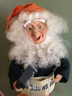 Motion-ette Carpenter Elf with Saw Santa's Helper 1990 Telco Creations