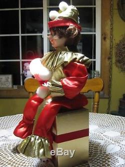 Motionettes Of Christmas Telco Animated Elf Clown Red Gold 1990