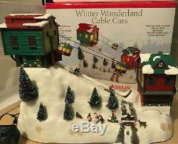 Mr. Christmas WINTER WONDERLAND CABLE CARS Ski Resort Animated Skiers & Music