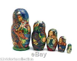 Musical Stories Fantasy Russian Nesting DOLL Hand Painted Signed One of kind