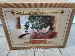 NEW Grandeur Noel Glass Sleigh With Acrylic Reindeer Figurine Christmas 2002