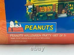 NEW IN BOX Dept. 56 PEANUTS HALLOWEEN PARTY Figurines & House Snoopy Linus