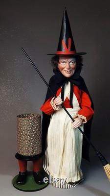 NEW, Large 24,8Paper macheGerman WITCHCandy Containerby Paul Turner HNY25-49 NEW, Large 24,8Paper macheGerman WITCHCandy Containerby Paul Turner HNY25-49