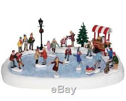 NEW Lemax Village Skating Pond With Sound, Set Of 18 #94048