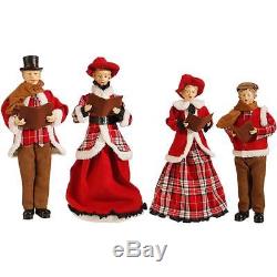 NEW Raz 18.5 Red and Brown Plaid Caroler Family Christmas Figures 3700772