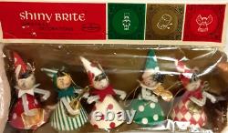 NOS Shiny Brite Chenille Pipe Cleaner Christmas Pixie Elf Ornaments, Japan, MCM