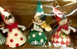 NOS Shiny Brite Chenille Pipe Cleaner Christmas Pixie Elf Ornaments, Japan, MCM