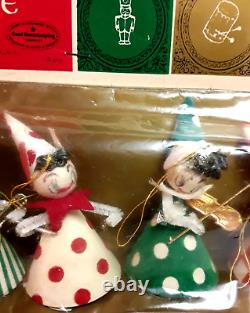 NOS Shiny Brite Chenille Pipe Cleaner Christmas Pixie Elf Ornaments, Japan, MCM