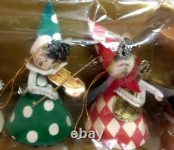 NOS Shiny Brite Chenille Pipe Cleaner Christmas Pixie Elf Ornaments, Japan, MCM