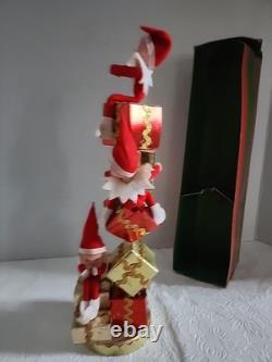 NOS Vintage Christmas Pixie Elves MCM Stacked Gift Boxes TREE Japan In Box RARE