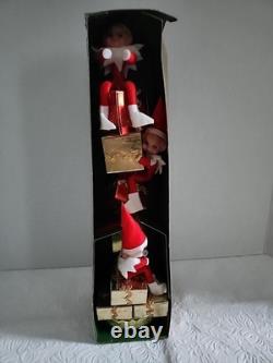 NOS Vintage Christmas Pixie Elves MCM Stacked Gift Boxes TREE Japan In Box RARE