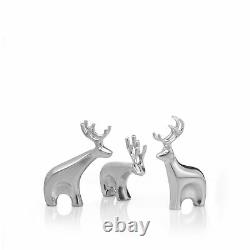 Nambe Christmas Ornament Set Minimalist Metal Miniature Reindeer Figurines 9 P