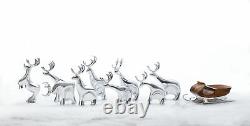 Nambe Christmas Ornament Set Minimalist Metal Miniature Reindeer Figurines 9 P