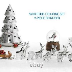 Nambe Miniature Figurine Set 9-Piece Reindeer