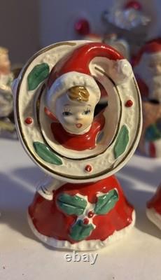 Napco Japan Ceramic Christmas Red Dress Girls NOEL Letters SEE Description! RARE
