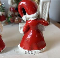Napco Japan Ceramic Christmas Red Dress Girls NOEL Letters SEE Description! RARE