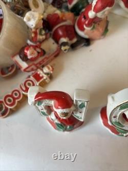 Napco Japan Ceramic Christmas Red Dress Girls NOEL Letters SEE Description! RARE