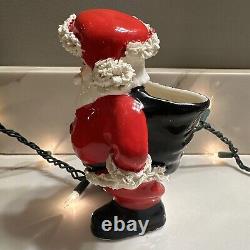 Napco Santa Claus Christmas Planter withSpaghetti Trim Vintage Japan 6.5