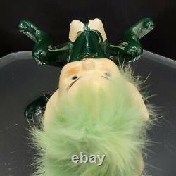 Naughty Elf Figurine Green Fur Hair Pointy Ears Japan 60s VTG Pixie Alien Imp