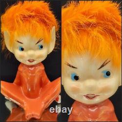 Naughty Elf Figurine Orange Fur Hair Pointy Ears Japan 60s VTG Pixie Alien