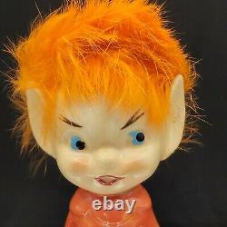 Naughty Elf Figurine Orange Fur Hair Pointy Ears Japan 60s VTG Pixie Alien