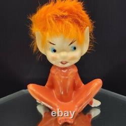 Naughty Elf Figurine Orange Fur Hair Pointy Ears Japan 60s VTG Pixie Alien