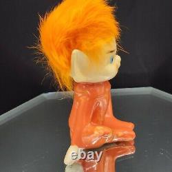 Naughty Elf Figurine Orange Fur Hair Pointy Ears Japan 60s VTG Pixie Alien