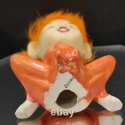 Naughty Elf Figurine Orange Fur Hair Pointy Ears Japan 60s VTG Pixie Alien