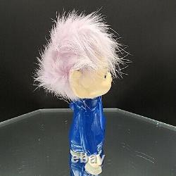 Naughty Elf Figurine Purple Blue Fur Hair Pointy Ears Japan 60s VTG Pixie Alien
