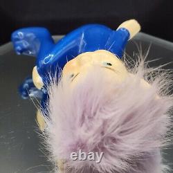Naughty Elf Figurine Purple Blue Fur Hair Pointy Ears Japan 60s VTG Pixie Alien