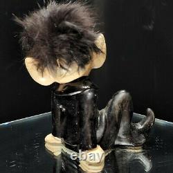 Naughty Winking Elf Figurine Black Fur Hair Pointy Ears DABS Japan 60s VTG Pixie