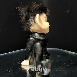 Naughty Winking Elf Figurine Black Fur Hair Pointy Ears DABS Japan 60s VTG Pixie