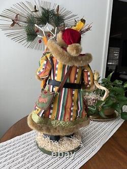 Neiman Marcus 24 Santa Figure Holds a Chicken and a Basket of Eggs