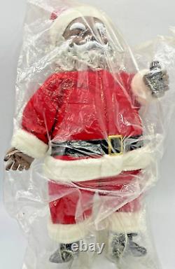 New Nos Vintage Black African American Coca Cola Santa Claus Plush Christmas 19